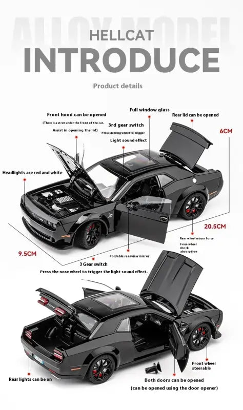 Dodge Challenger SRT Hellcat Redeye 1:24 – Metalowy Model Samochodu Muscularnego