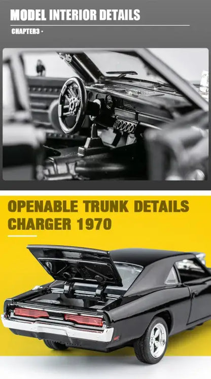 Charger 1970 Classic 1:32 – Metalowy Model Samochodu z Dźwiękiem i Światłem Zabawka Kolekcjonerska Fast & Furious