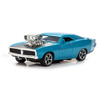Dodge Sports Car 1:32 – Metalowy Model z Otwieranymi Drzwiami - Niebieski