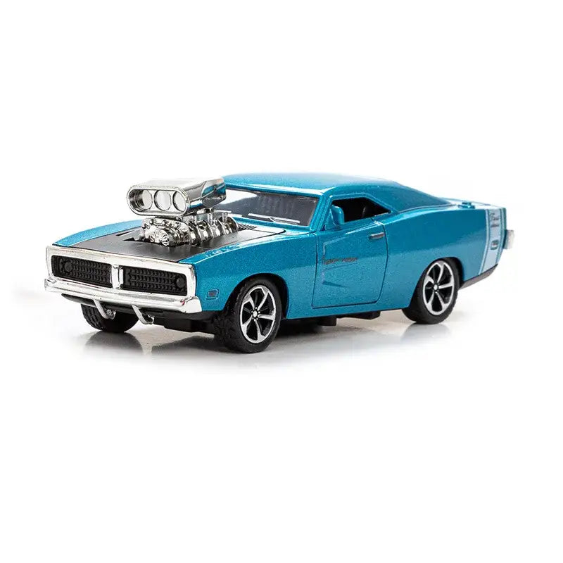 Dodge Sports Car 1:32 – Metalowy Model z Otwieranymi Drzwiami - Niebieski
