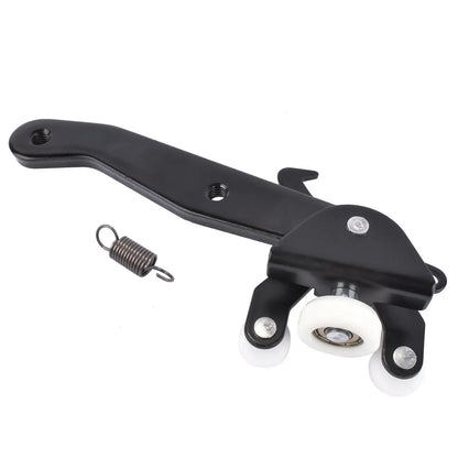 Czarny metalowy door roller lower z białymi plastikowymi kołami i sprężyną do sliding side door vw transporter
