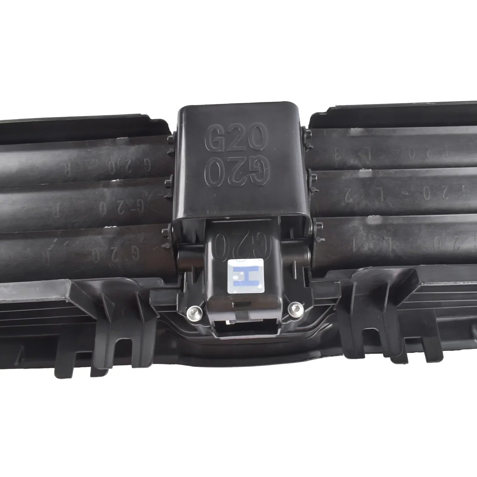 Czarny plastikowy zestaw klap radiatora z wytłoczonym oznaczeniem g20 079 do bmw g20 g21 m sport 2019 2022