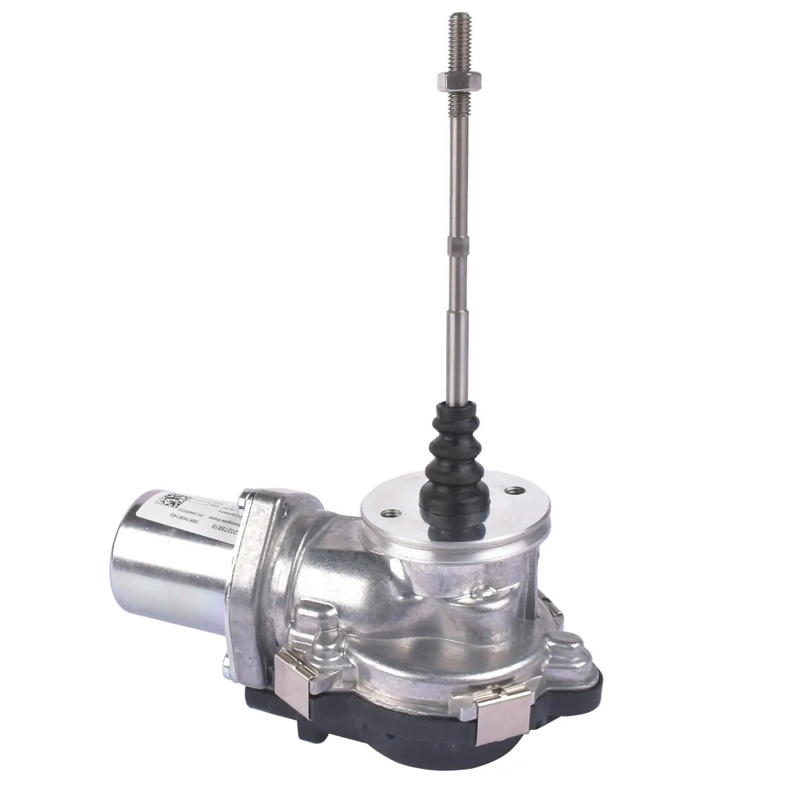 Srebrny metalowy elektromagnetyczny siłownik turbosprężarki z czarną gumową osłoną do tfsi audi 06k145614g