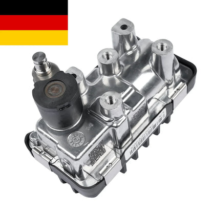 Srebrny metaliczny elektroniczny aktuator turbiny z czarnymi uszczelkami do volvo s60 i5d z gwintowanymi metalowymi przyłączami