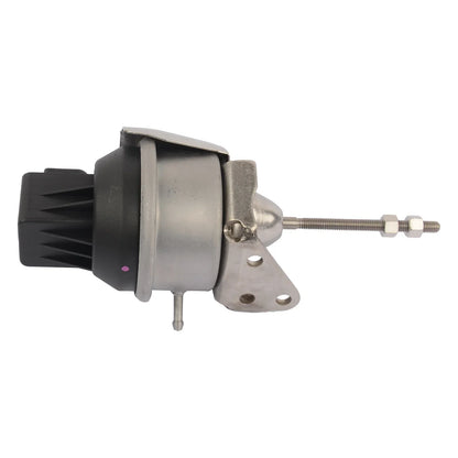 Srebrny metaliczny turbocharger electronic actuator z czarną plastikową obudową i gwintowanym metalowym prętem do audi a3 vw