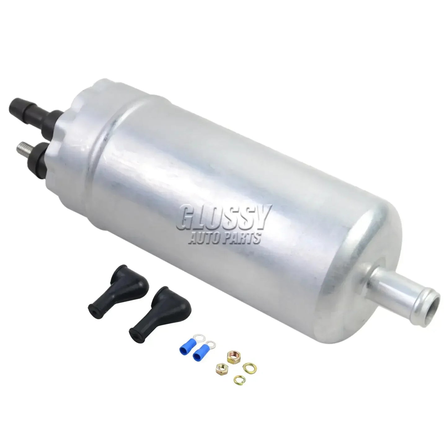 Srebrna aluminiowa pompa paliwa ap03 z czarnymi złączkami i mosiężnymi elementami do transporter iii part number