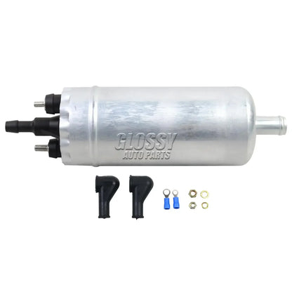 Srebrna metalowa pompa paliwa 12v glossy auto parts z czarnymi elementami part number 0580464070 transporter iii