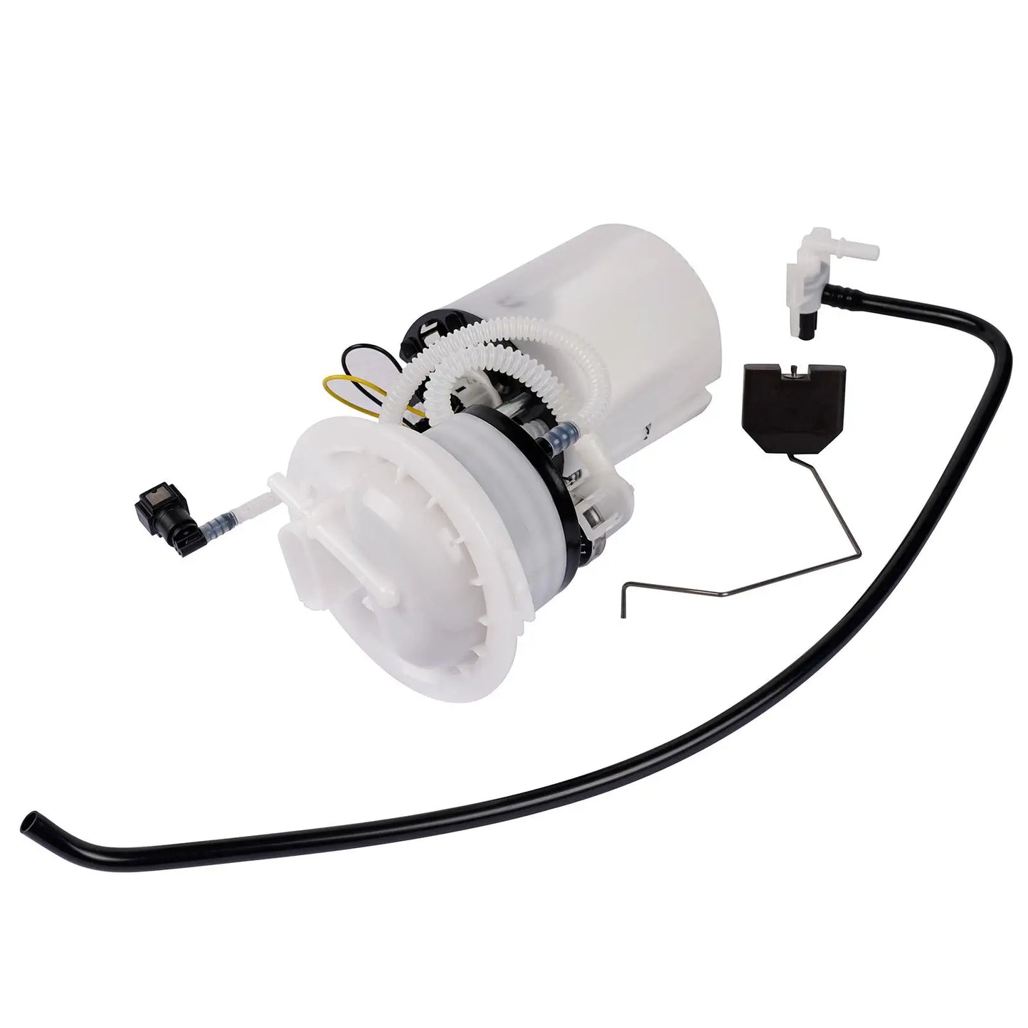 Biały plastikowy elektryczny zespół pompy paliwa z czarnymi wężami i złączkami do vw volkswagen 3aa919051c e8738m fg1268 3aa919051l