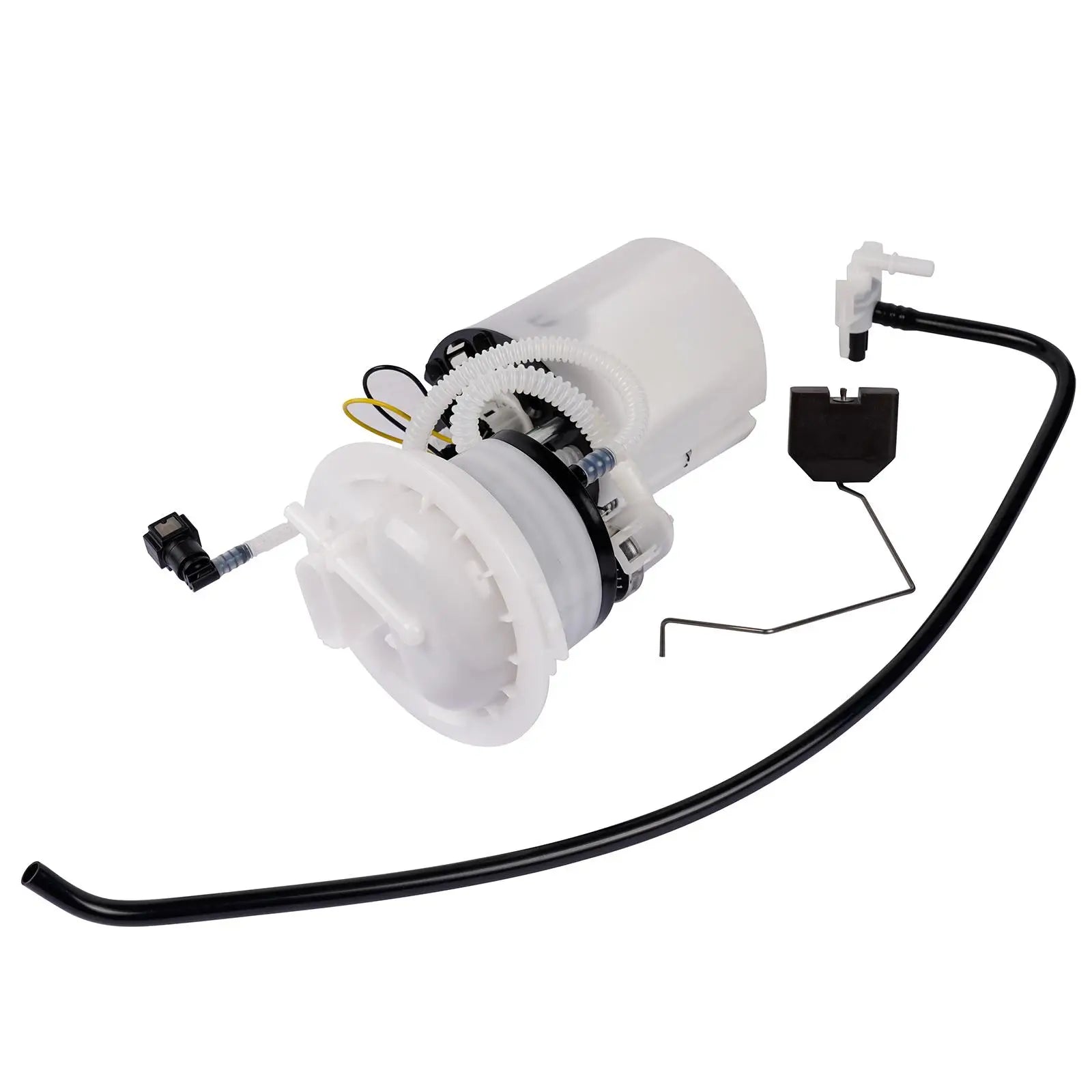 Biały plastikowy elektryczny zespół pompy paliwa z czarnymi wężami i złączkami do vw volkswagen 3aa919051c e8738m fg1268 3aa919051l