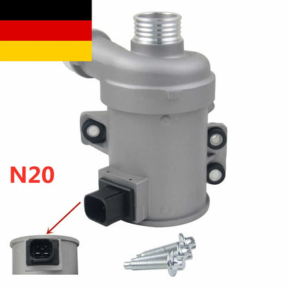 Elektryczna pompa wodna bmw f20 f22 f87 szara metalowa z czarnym złączem elektrycznym i osprzętem montażowym