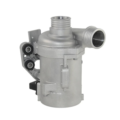 Srebrna metaliczna pompka wody elektryczna ap03 z gwintowanymi portami i czarnymi uszczelkami do f10 f11 xdrive 28i