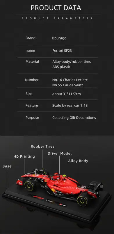 Ferrari SF-23 F1 1:18 – Metalowa Replika Bolidu Sainza