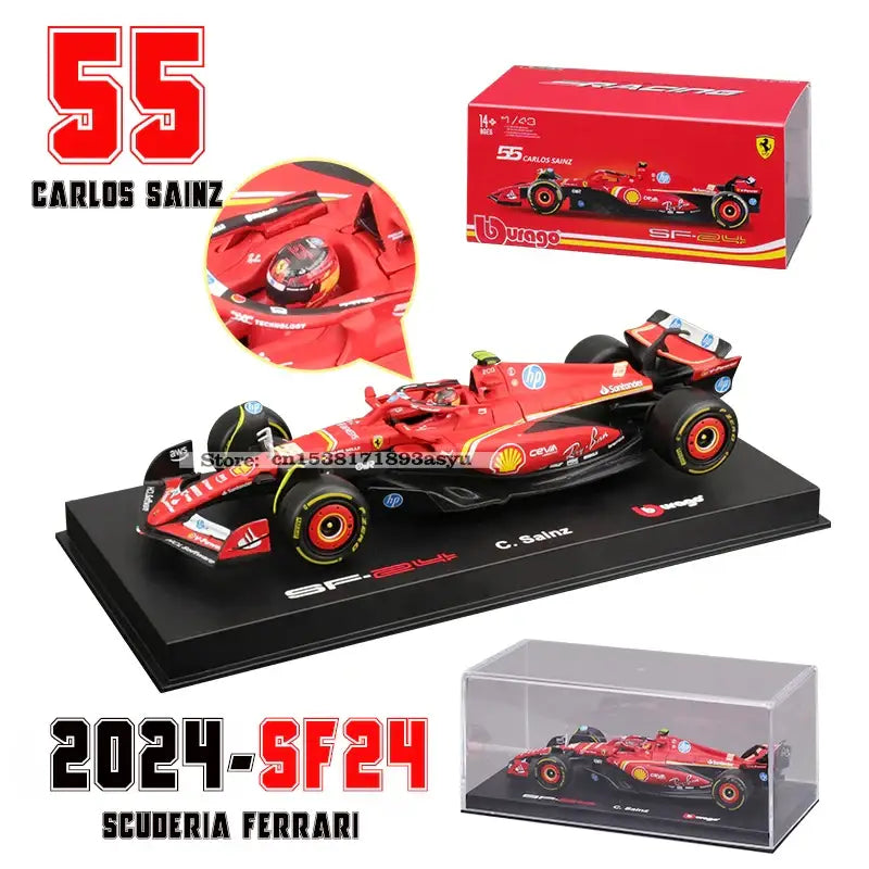 1:43 Ferrari SF24 SF23 F1 Metalowy Model Samochodu Wyścigowego Kolekcjonerski Leclerc Sainz Jr - 2024 SF24-55 1