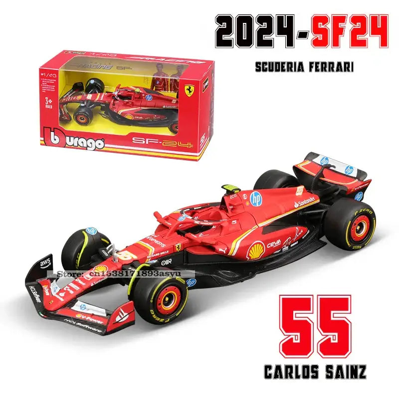 1:43 Ferrari SF24 SF23 F1 Metalowy Model Samochodu Wyścigowego Kolekcjonerski Leclerc Sainz Jr - 2024 SF24-55