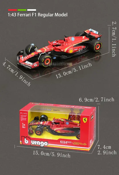 1:43 Ferrari SF24 SF23 F1 Metalowy Model Samochodu Wyścigowego Kolekcjonerski Leclerc Sainz Jr