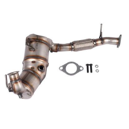 Srebrny metaliczny filtr cząstek diesla dpf z siateczkową sekcją z uszczelką, śrubami i podkładkami do ford tourneo transit custom v362
