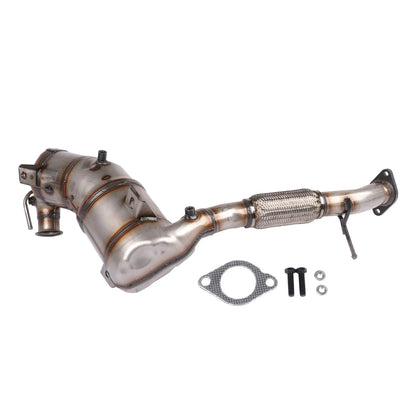 Srebrny metaliczny katalizator z siatkowym oplotem i mocowaniem do ford tourneo transit custom v362