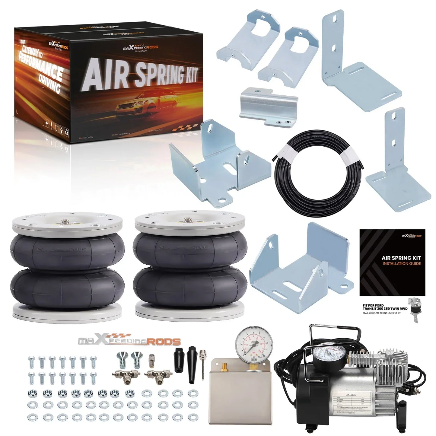 Für Ford Transit 2001–2022 RWD 4000 kg Luftfederung mit 12 V Kompressor-Set, Luftfederung