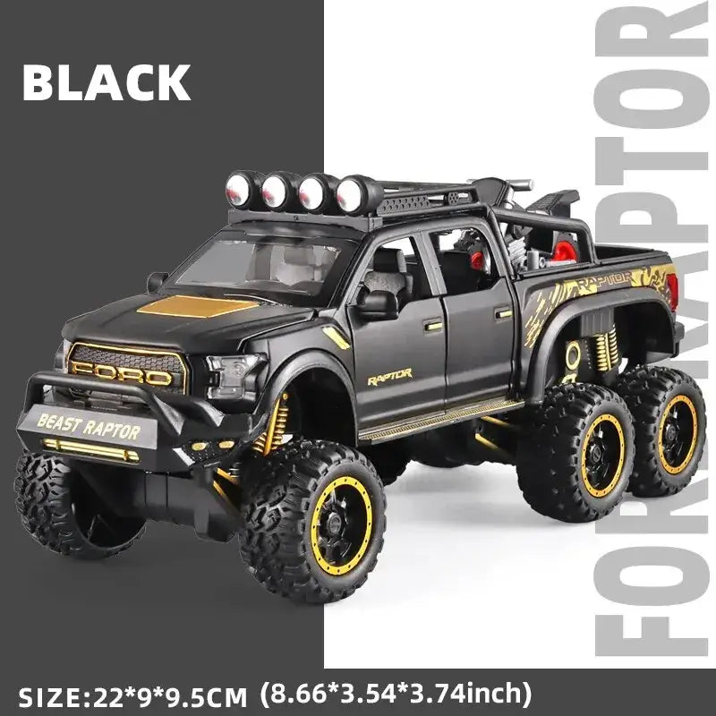 Ford F150 Raptor 1:24 Metalowy Model Pickup Niebieski Zabawka 3 + - Czarny