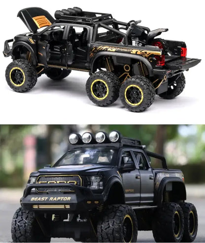Ford F150 Raptor 1:24 Metalowy Model Pickup Niebieski Zabawka 3 +