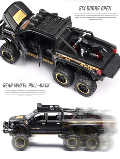 Ford F150 Raptor 1:24 Metalowy Model Pickup Niebieski Zabawka 3 +