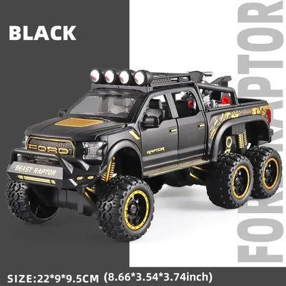 Ford F150 Raptor 1:24 Metalowy Model Pickup Niebieski Zabawka 3 + - Czarny