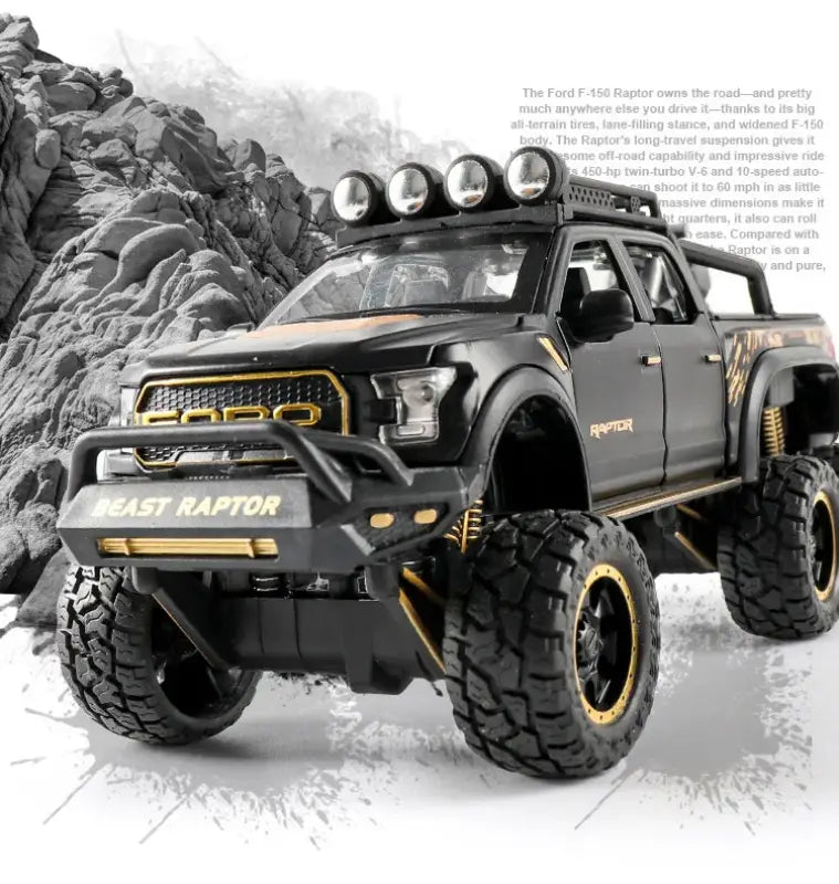 Ford F150 Raptor 1:24 Metalowy Model Pickup Niebieski Zabawka 3 +
