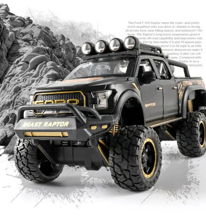 Ford F150 Raptor 1:24 Metalowy Model Pickup Niebieski Zabawka 3 +