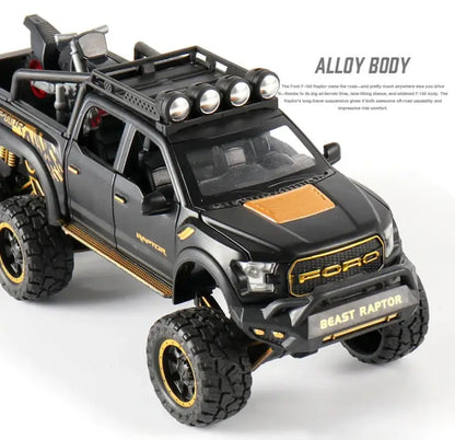 Ford F150 Raptor 1:24 Metalowy Model Pickup Niebieski Zabawka 3 +