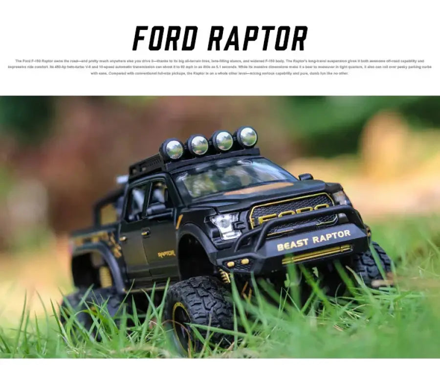 Ford F150 Raptor 1:24 Metalowy Model Pickup Niebieski Zabawka 3 +