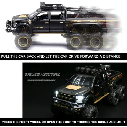 Ford F150 Raptor 1:24 Metalowy Model Pickup Niebieski Zabawka 3 +