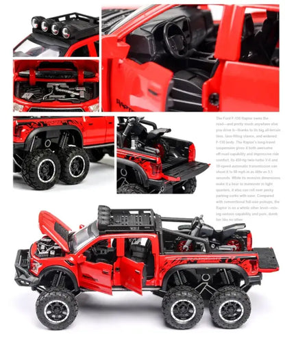 Ford F150 Raptor 1:24 Metalowy Model Pickup Niebieski Zabawka 3 +