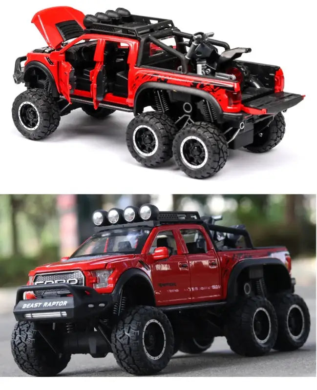 Ford F150 Raptor 1:24 Metalowy Model Pickup Niebieski Zabawka 3 +