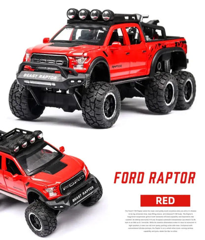 Ford F150 Raptor 1:24 Metalowy Model Pickup Niebieski Zabawka 3 +