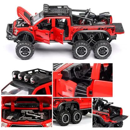 Ford F150 Raptor 1:24 Metalowy Model Pickup Niebieski Zabawka 3 +