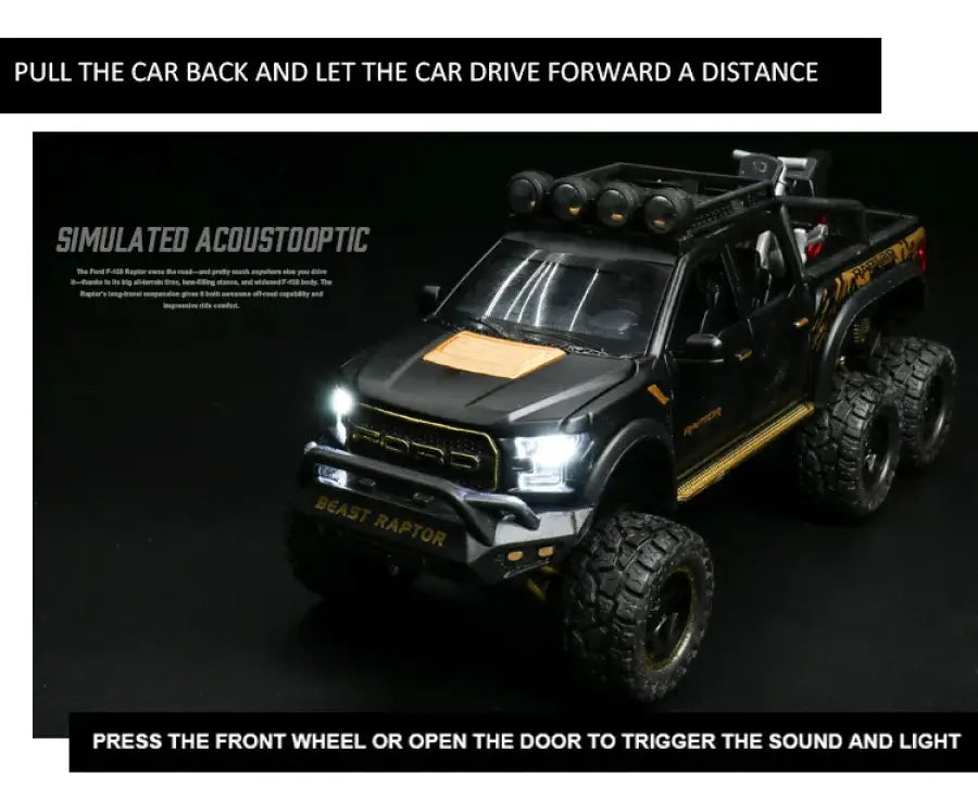 Ford F150 Raptor 1:24 Metalowy Model Pickup Niebieski Zabawka 3 +