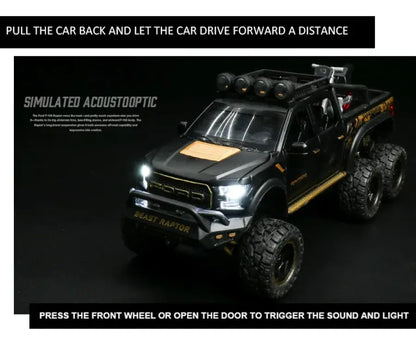 Ford F150 Raptor 1:24 Metalowy Model Pickup Niebieski Zabawka 3 +