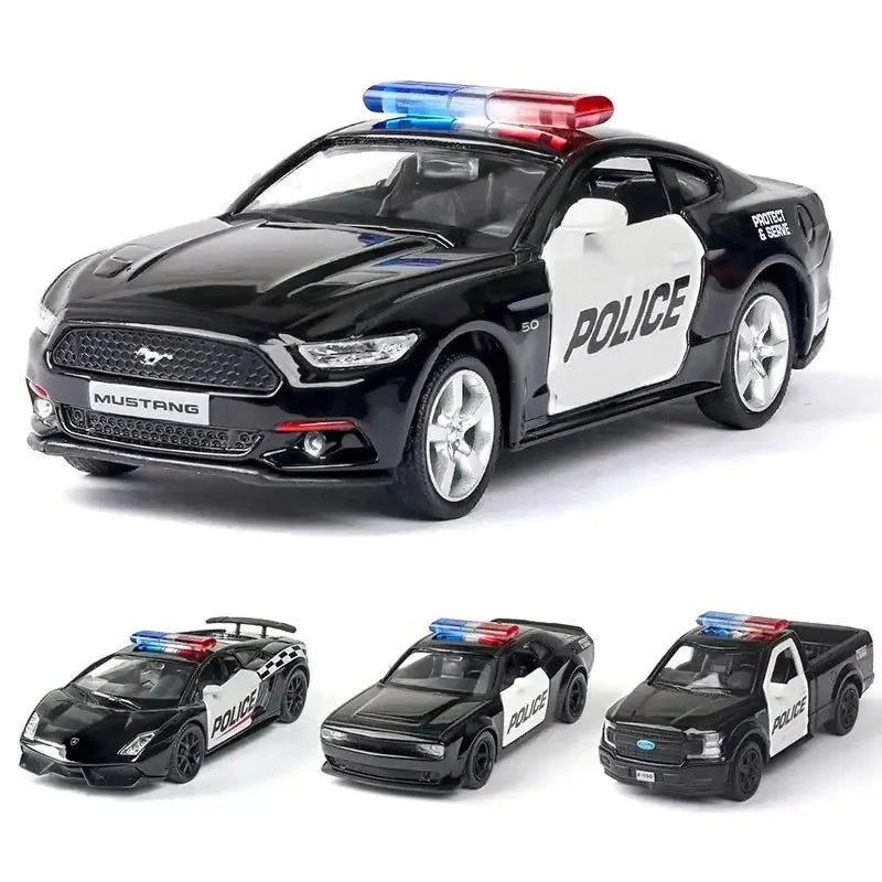 Ford Lamborghini Challenger 1/36 – Model Policyjny z Mechanizmem Cofania Zabawka dla Chłopca