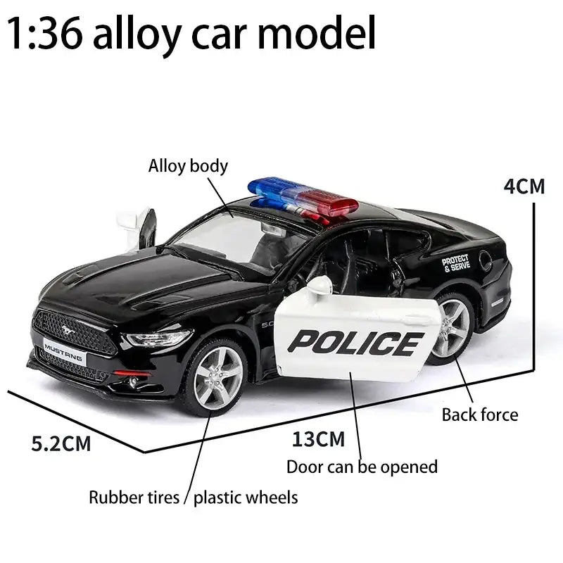 Ford Lamborghini Challenger 1/36 – Model Policyjny z Mechanizmem Cofania Zabawka dla Chłopca