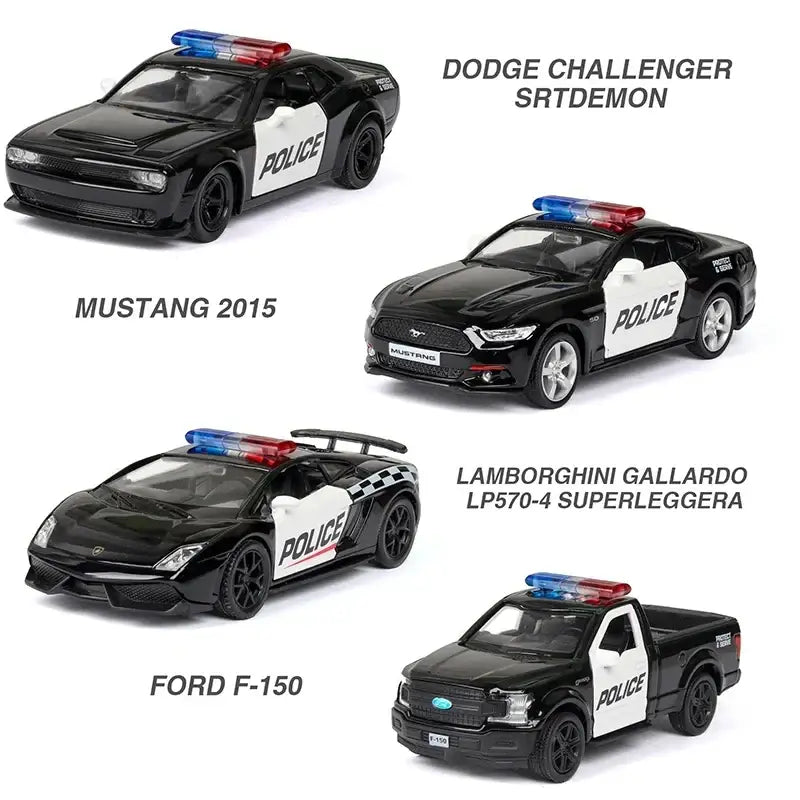 Ford Lamborghini Challenger 1/36 – Model Policyjny z Mechanizmem Cofania Zabawka dla Chłopca