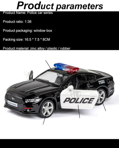 Ford Lamborghini Challenger 1/36 – Model Policyjny z Mechanizmem Cofania Zabawka dla Chłopca