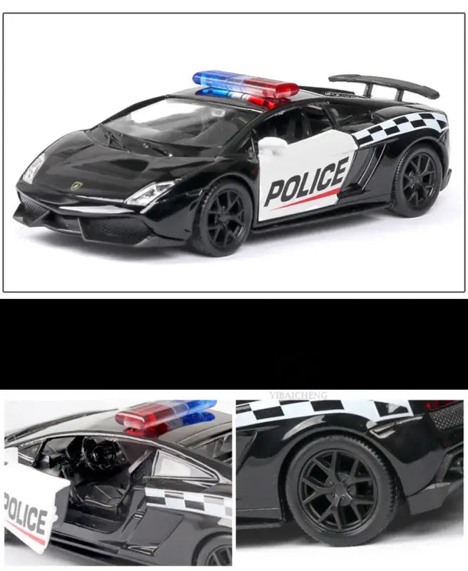 Ford Lamborghini Challenger 1/36 – Model Policyjny z Mechanizmem Cofania Zabawka dla Chłopca