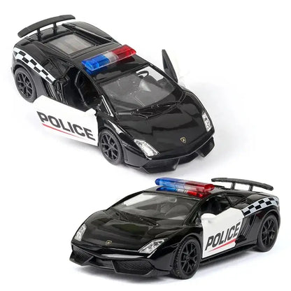 Ford Lamborghini Challenger 1/36 – Model Policyjny z Mechanizmem Cofania Zabawka dla Chłopca