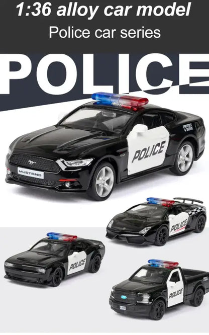 Ford Lamborghini Challenger 1/36 – Model Policyjny z Mechanizmem Cofania Zabawka dla Chłopca