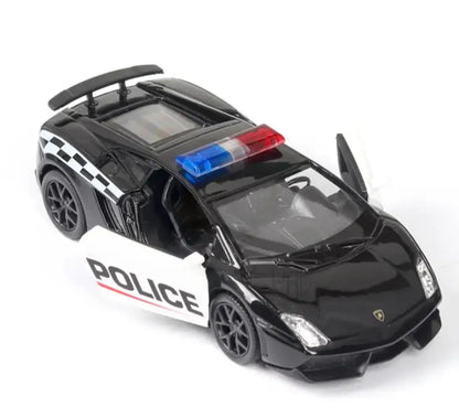 Ford Lamborghini Challenger 1/36 – Model Policyjny z Mechanizmem Cofania Zabawka dla Chłopca
