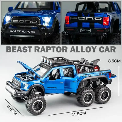 Ford Raptor F150 1/28 – Metalowy Model z Dźwiękiem i Światłem