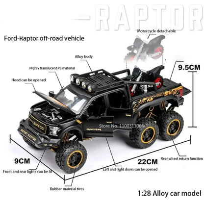 Ford Raptor F150 1/28 – Metalowy Model z Dźwiękiem i Światłem