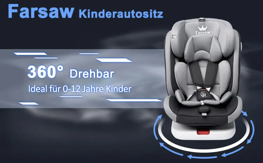 Fotelik Samochodowy 360° Rotacyjny z ISOFIX Grupa 0 + 1/2/3 9-36 kg 5-punktowy Pas Bezpieczeństwa