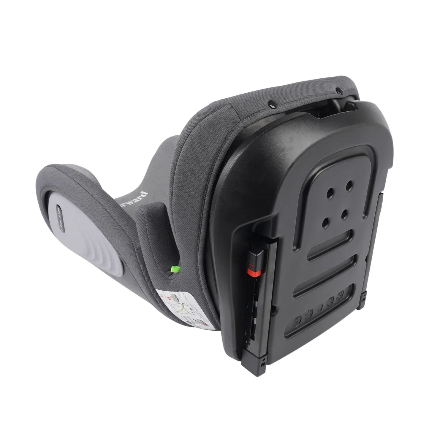 Czarny szary fotelik samochodowy dla dzieci ece r129 z plastikową bazą i pasami bezpieczeństwa isofix