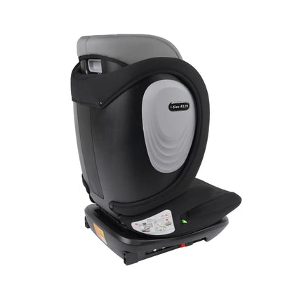 Czarno szary fotelik samochodowy isofix ece r129 z nowoczesnym designem dla dzieci 3-12 lat 11-36 kg